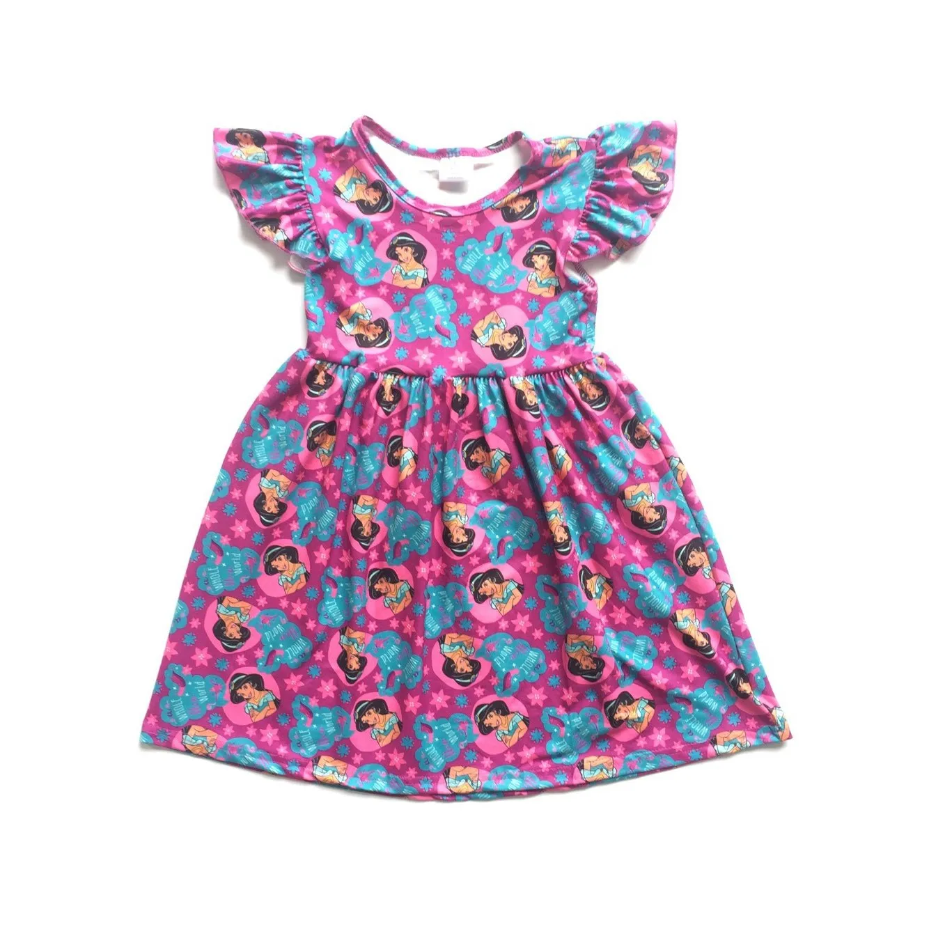 Cute Princess Jasmine Dumbo Printed Dresses for Girls