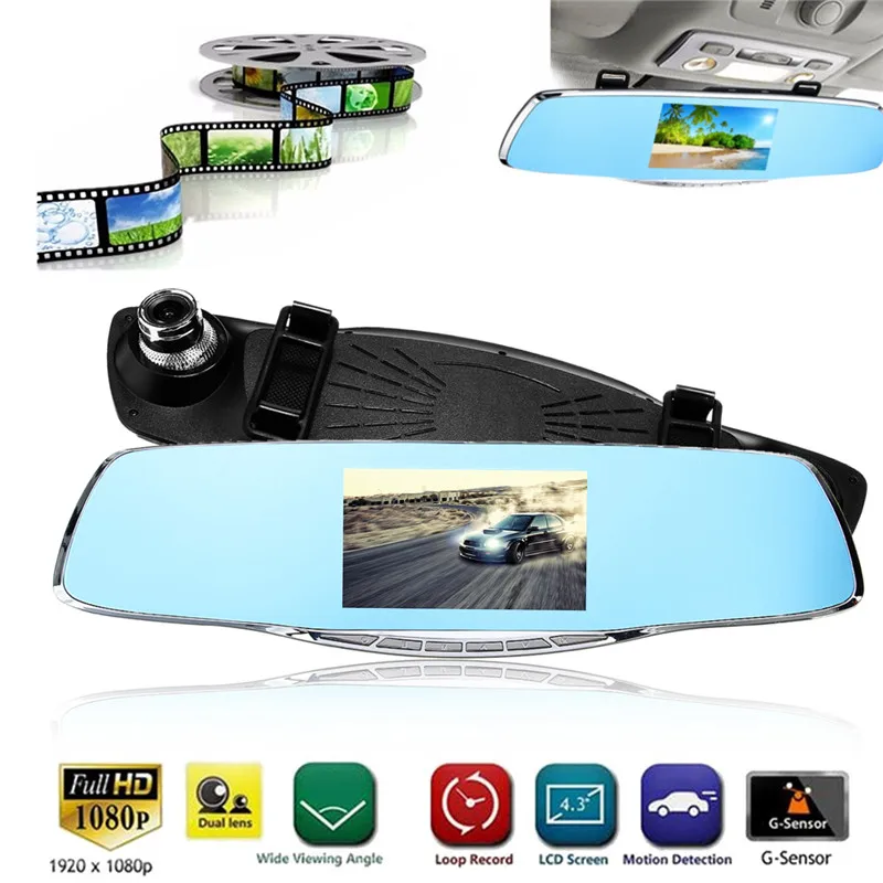 Kopen 32G Full HD 1080 P Auto Dvr Camera Auto 4.6 Inch Achteruitkijkspiegel Digitale Video Recorder Dual Lens Registratory Camcorder