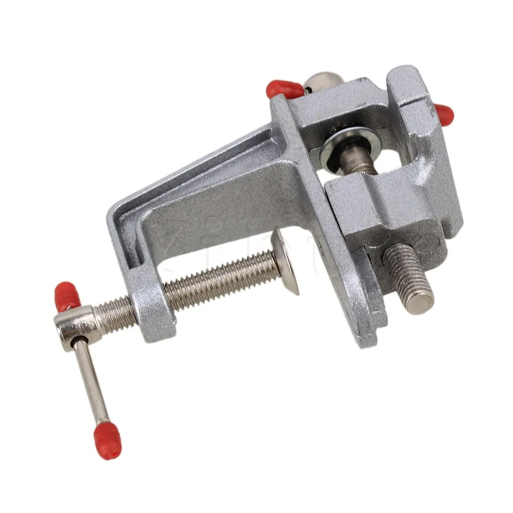 Image Mini Cast Aluminum Bench Table Swivel Lock Clamp Vice Craft Hobby Vise Silver