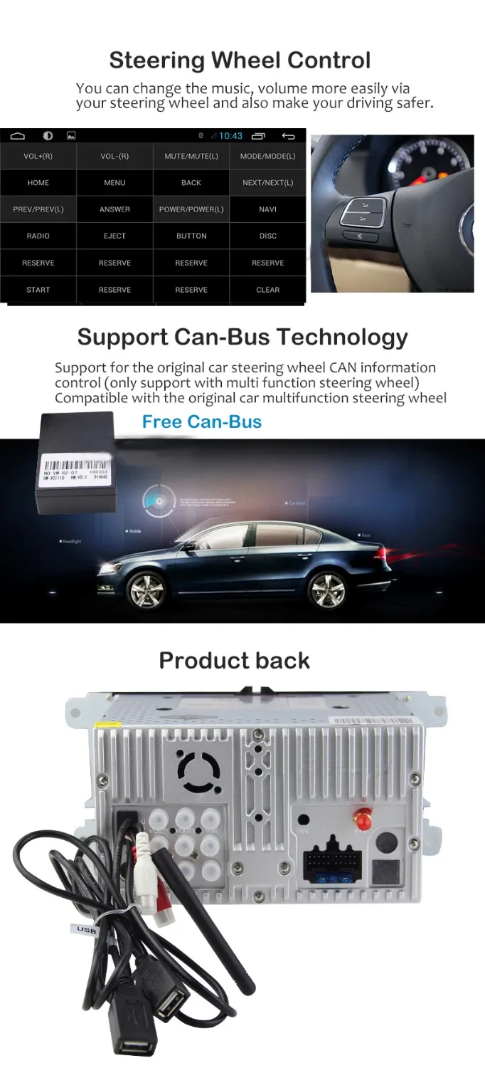 Best Android 8.0 2 DIN Car DVD player For VW Vollkswagen Passat POLO GOLF Tiguan CC Skoda Fabia Rapid Yet Seat Leon GPS Radio screen 4