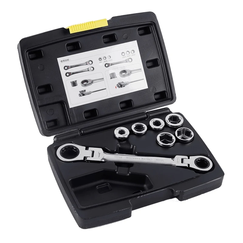 12 IN1 Flexible Head Ratchet Socket Wrench Set 6 19mm Hex Double Head