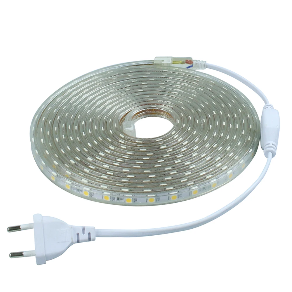 buy AC220V Led Strip Light 5050 SMD 5M 60 Led M Led Strip Lamp waterproof flexible lamp bar lights Home garden decoration lighting