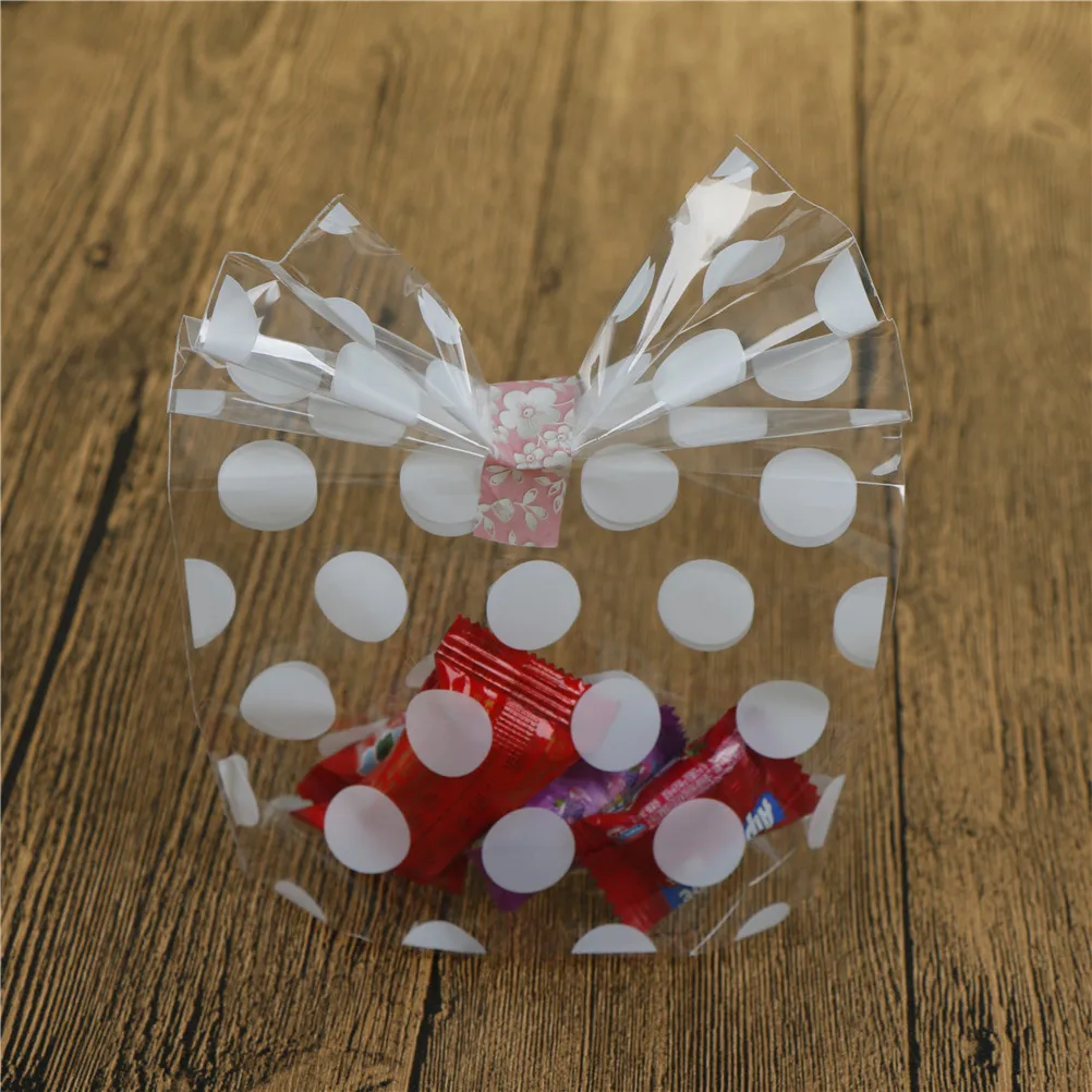 Foil Polka Dot Clear Open Top Cellophane Bags Cookie Bags Wedding Candy