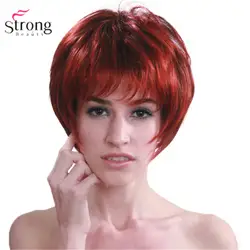 StrongBeauty семена красных цветов черный короткий мягкий слоистый Shag полный синтетический парик