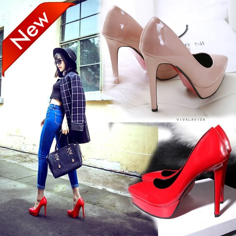 

Super high with 12 cm womens shoes European American style shallow mouth sexy high heels stiletto single shoes red wedding shoes