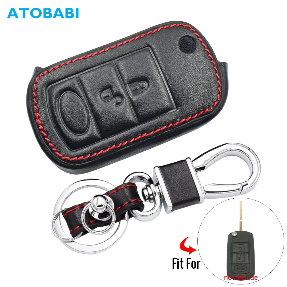 

Leather Car Key Case For Land Rover Range Rover Sport LR3 Discovery 3 Buttons Folding Remote Fob Protector Cover Keychain Bag