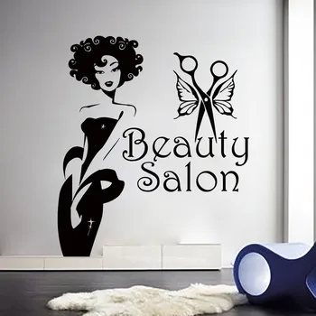

Wall Decals Beauty Salon Decor Girl Hair Sticker Hairdressing Decal Living Room Home Interior Design Art Mural DIY Decor