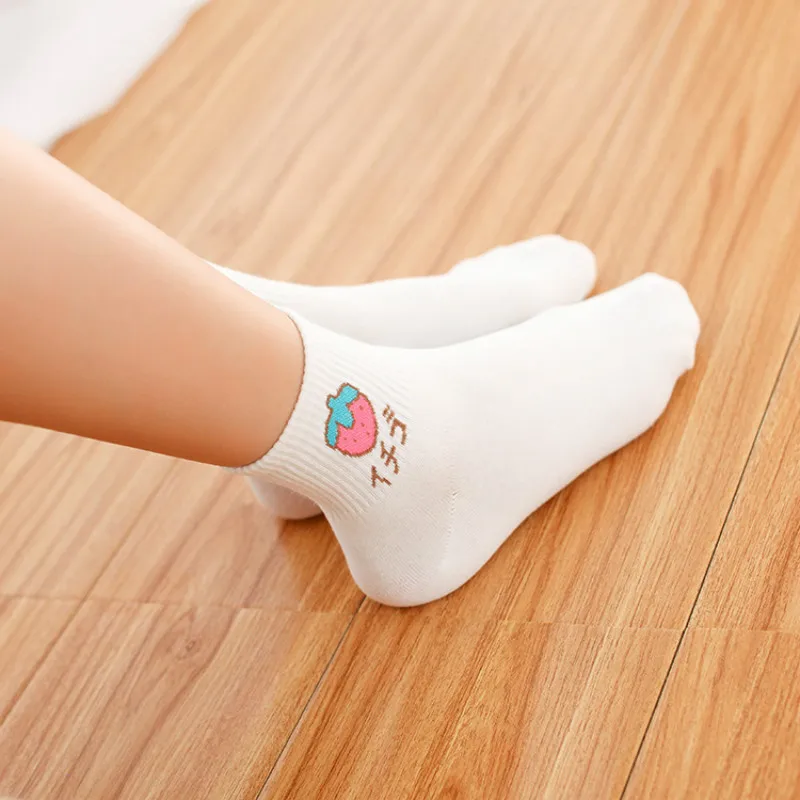 Носки женские хлопковые с рисунком клубники банана персика Харадзюку|socks