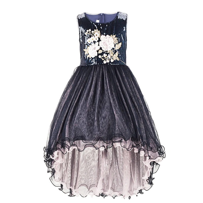 

Yatheen Big Girls Sequinembellished Embroidered/Solid Hi-low Dress Kids Party Dresses