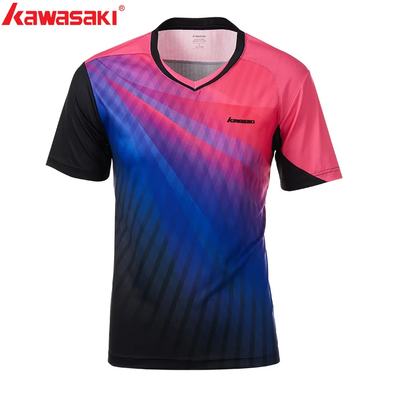 Kawasaki Спортивная одежда для бадминтона спортивная мужская рубашка с v-образным вырезом дышащие спортивные шорты теннисные рубашки для мужчин полиэстер ST-T1012