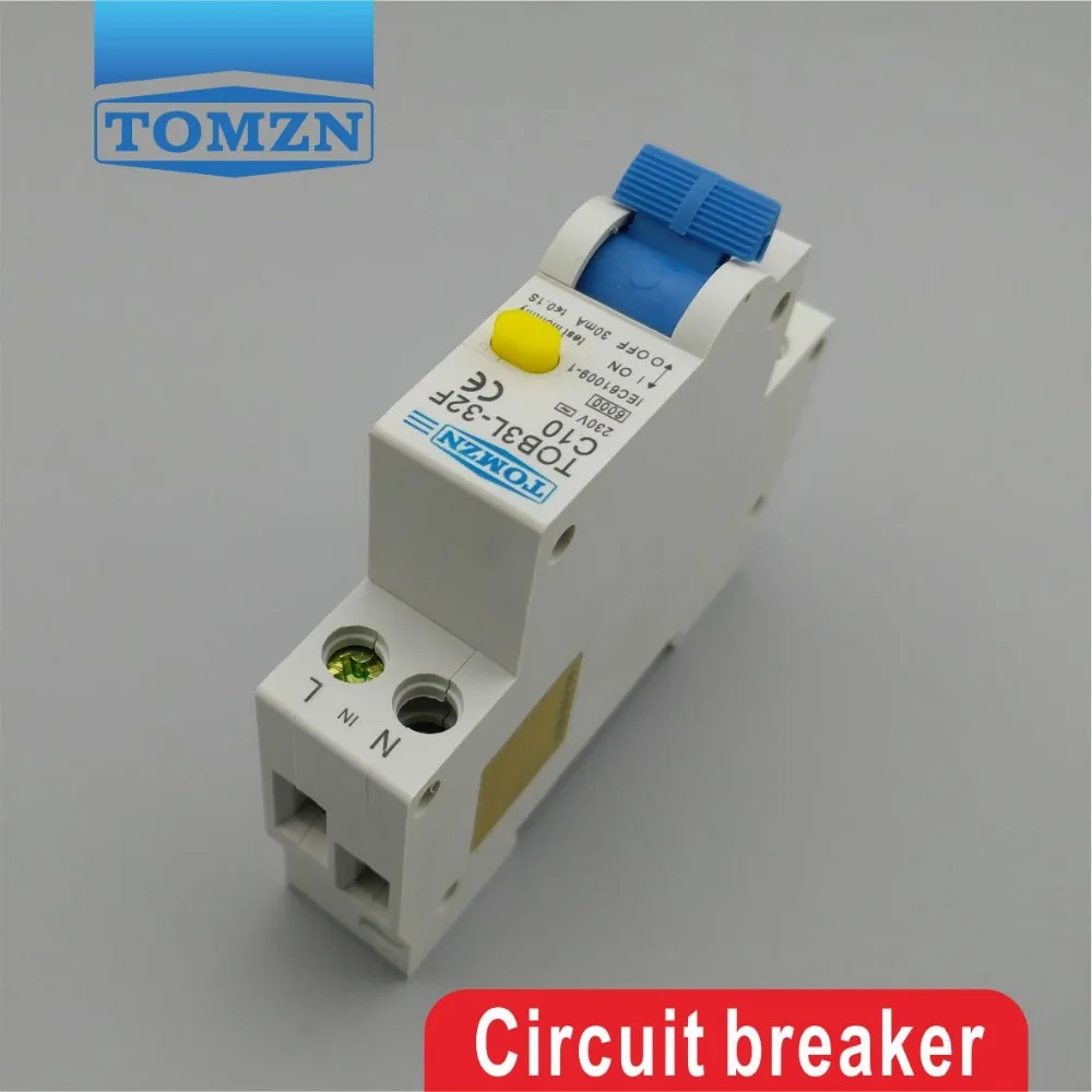 TOB3L 32F 18 мм RCBO 10A 1P + N 6KA выключатель остаточного тока с защитой от перегрузки по