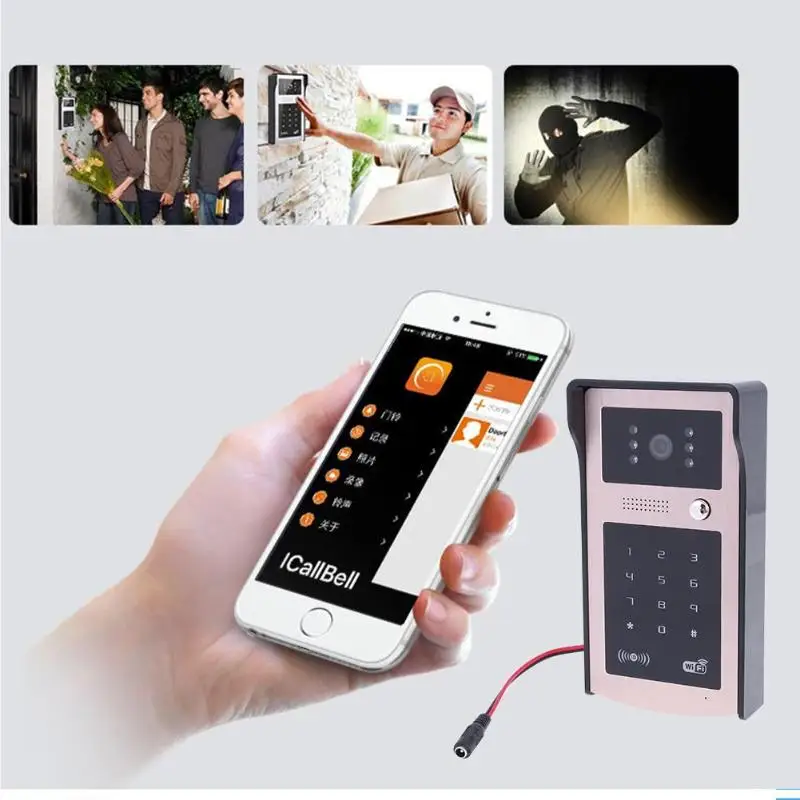 

Code Keypad IP Wireless WiFi Video Intercom Phone Control Intelligent Doorbell Camera IP Doorphone Doorbell System With Adapter