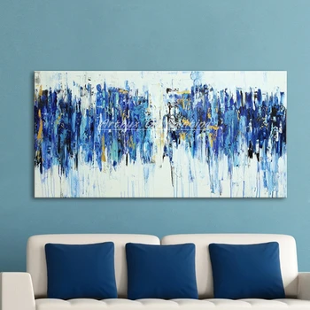 

Arthyx Hand Painted Turquoise Oil Painting on Canvas Modern Abstract Wall Paintings Pop Art For Living Room Home Decoration Gift