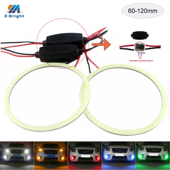 

YM E-Bright 2PCS(1pair) Halo Ring COB 60MM 70MM 80MM 90MM 100MM 110MM 120MM 12V 24V Car LED Headlight Angel Eyes Auto Yellow Red