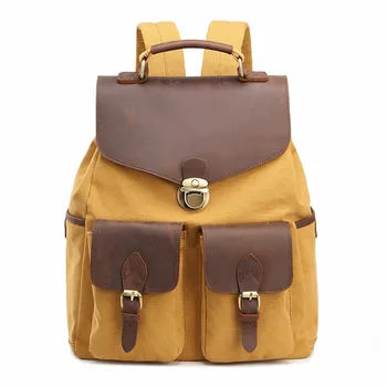 

M168 Fashion Backpack Leather Canvas men backpack School Bag Military Backpack Women Rucksack male Knapsack Bagpack mochila New