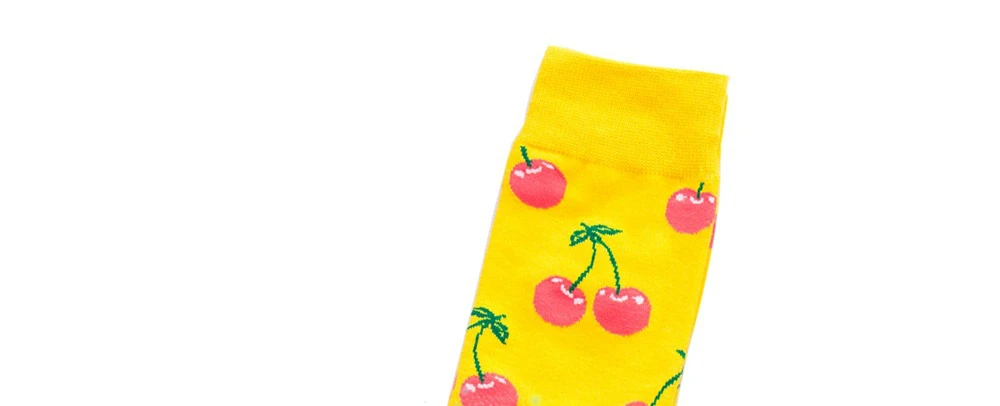 Мультяшные фруктовые морепродукты животные геометрические полосатые цветные носки мужские забавные носки в стиле Харадзюку хип-хоп - Цвет: Cherry