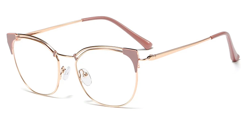 Peekaboo золотые металлические ретро женские очки прозрачные линзы модные аксессуары оправы кошачий глаз подарок для дам - Цвет оправы: purple with clear