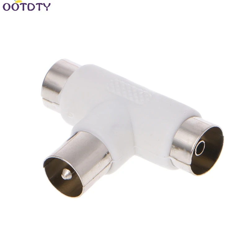 2 Way TV T Splitter Aerial Coaxial Cable Male to 2x Female Connectors