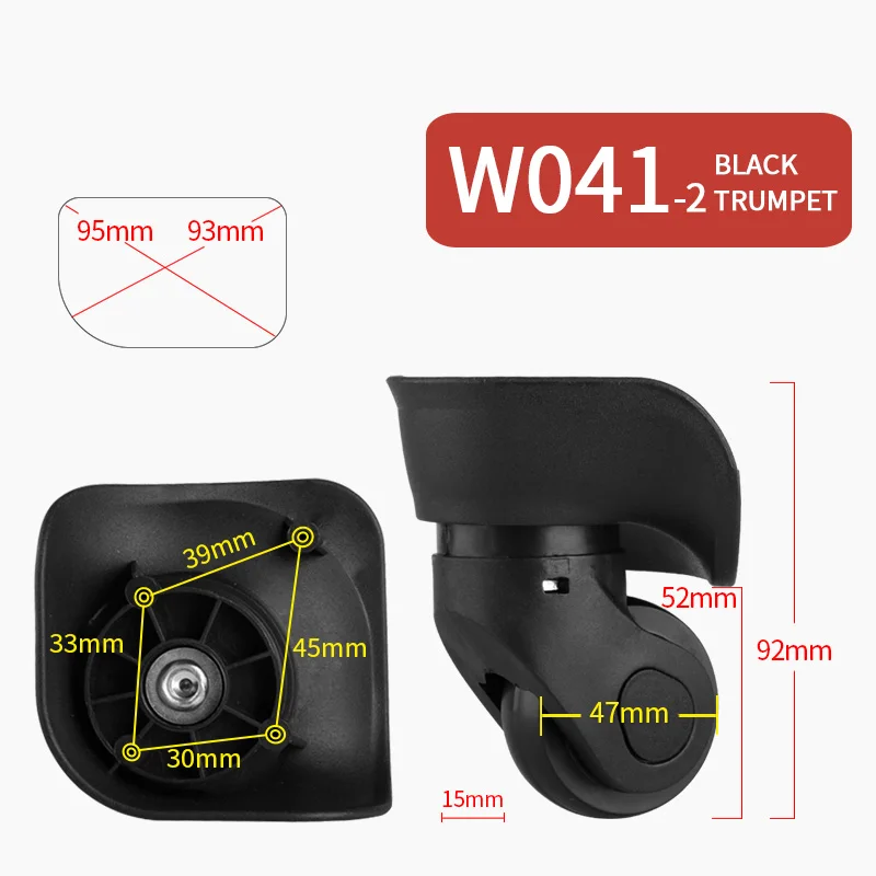 Чемодан, запасное колесо для ремонта, чемодан, ролик, универсальный багаж на колёсиках, аксессуары, сумка, ролик, цветные, немой, багажные колеса - Цвет: W041-2 Black Trumpet