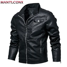 MANTLCONX, новинка, осенняя куртка из искусственной кожи, мужская повседневная кожаная куртка-бомбер, Winderbreaker, искусственная кожа, мотоциклетная Байкерская кожаная куртка, пальто для мужчин