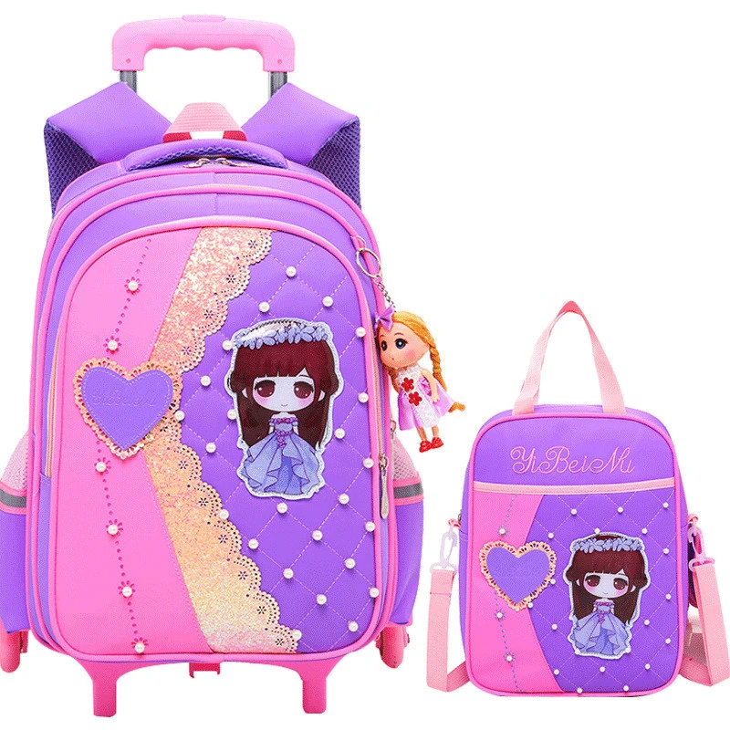 

Cartoon Children School Bags set Mochilas Kids Backpacks With 2/6 Wheels Trolley Luggage For Girls backpack wholesale