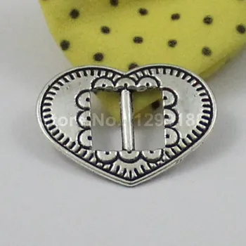 

30pcs Fashion Heart Antique silver Slider For Bracelet Necklace Cord Beads Watch Chain DIY Making Accessory 21x27mm Hole:10x4mm