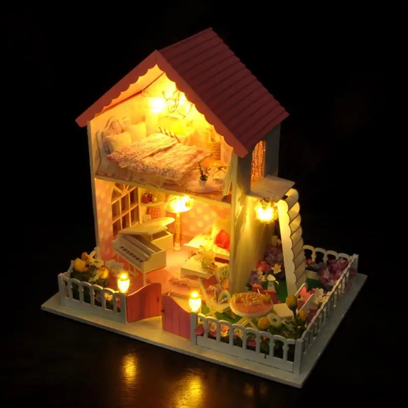 DIY Doll House craft miniatura home decor Wood Doll House home
