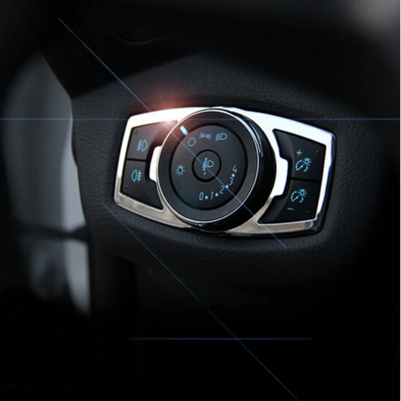 

Stainless Steel Headlight switch decorative sequins cover For Ford Focus 3 MK3/4 Kuga Escape Explorer Mondeo Mustang accessories