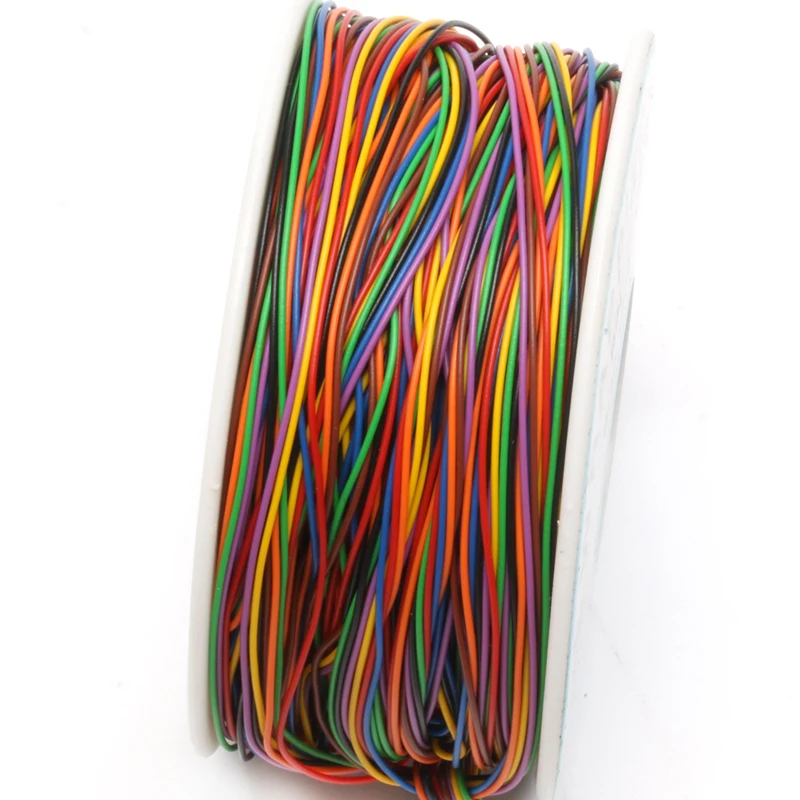 Один рулон 8 цветов 30AWG провода оберточная проволока, луженая медь твердая, ПВХ изоляция