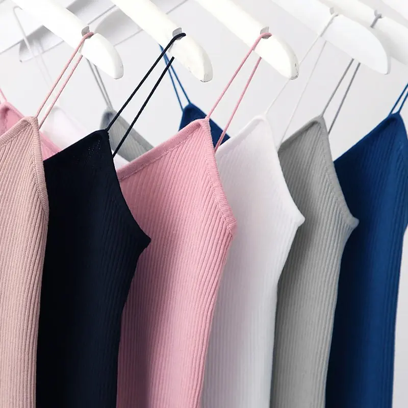 

Elastische Slanke Tank Top Vrouwen Gebreide Brandy Melville Spaghetti Strap Low Cut Sexy Gewassen Vrouwen Voor Zomer