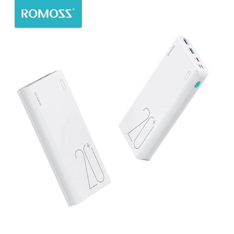 الأصلي ROMOSS تحسس 6 + قوة البنك 20000 mAh بطارية محمولة خارجية مع QC3.0 اتجاهين سريع شحن للهواتف اللوحي