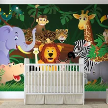 Фреска джунгли животные обои 3D обои для детской спальни ТВ фон обои домашний декор Фреска