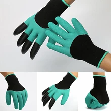 1 Pair Rubber Polyester Builders Garden Work Latex Gloves 4 ABS Plastic Claws WLL9235