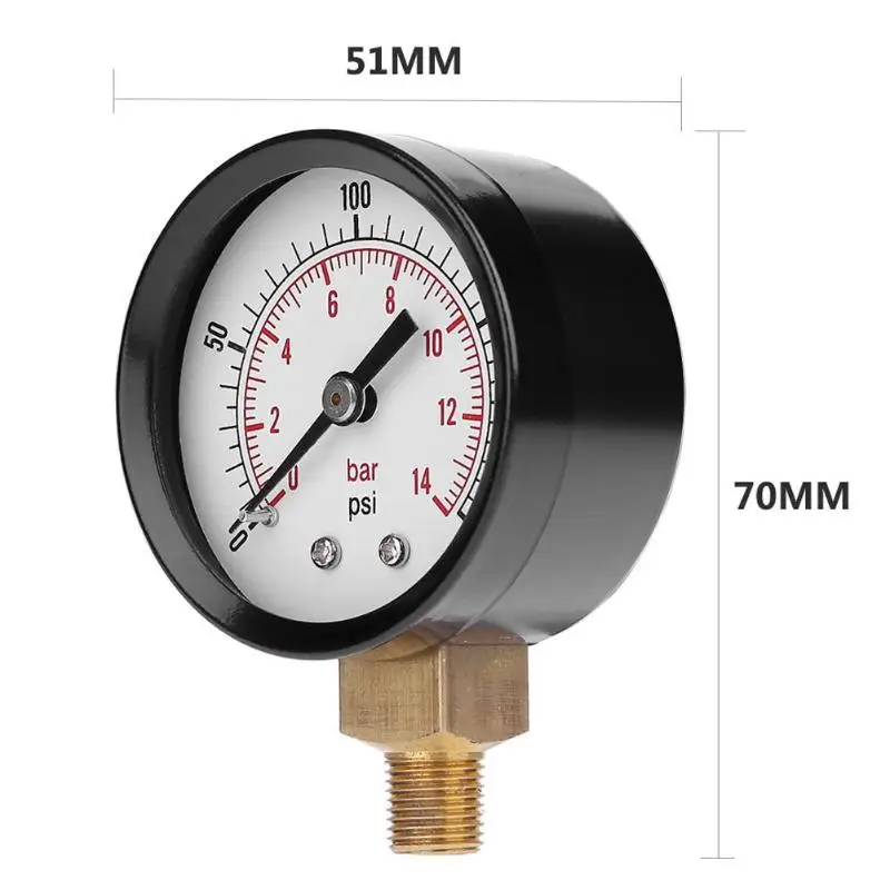 TS-Z52 манометр 1/8 дюйм; NPT Боковое крепление 0-200psi 0-14bar манометр циферблат воздушный измерительный прибор для компрессора испытательный