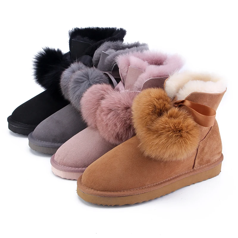 MBR FORCE/Новое поступление; женские зимние замшевые ботинки из овечьей кожи с меховой подкладкой; стильные зимние ботильоны с помпонами для милых девушек