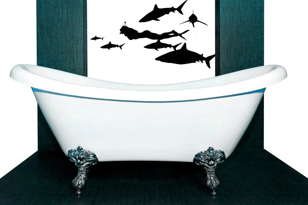 

Scuba Diving Sharks Silhouettes Vinyl Special Wall Stickers Home Room Natureal Ocean Style Decoration Art Wall Decals WM-177
