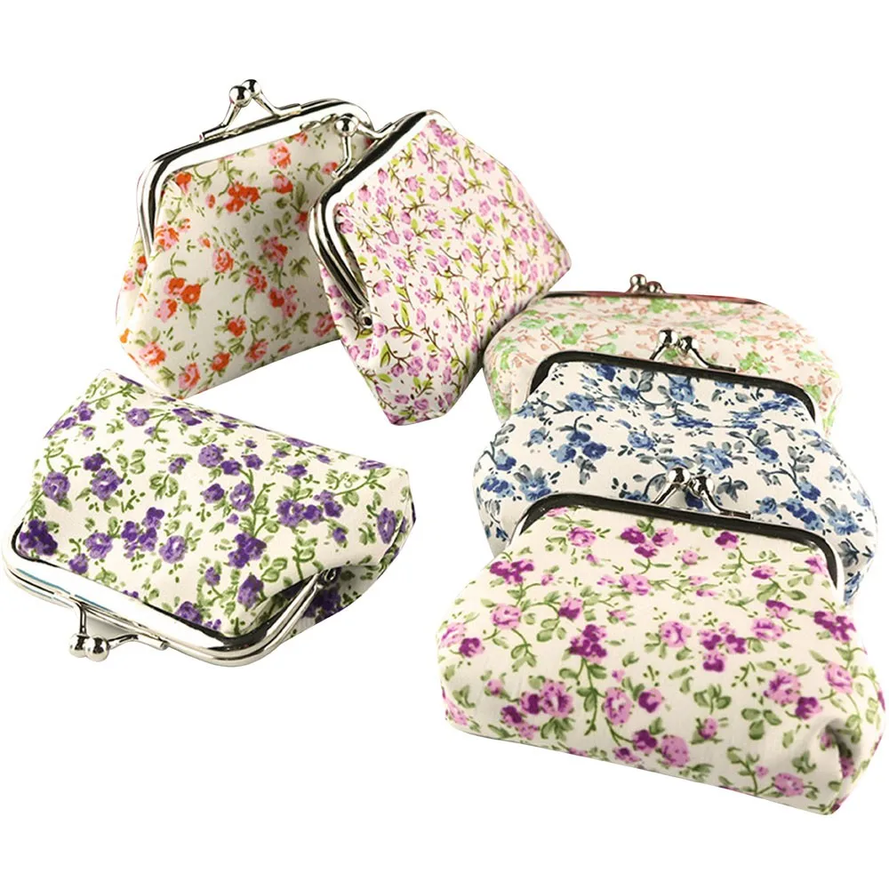 Лидер продаж портмоне Для женщин милый кошелек женские Ретро Винтажные цветочный маленький кошелек с застежкой кошелек кавайная сумка