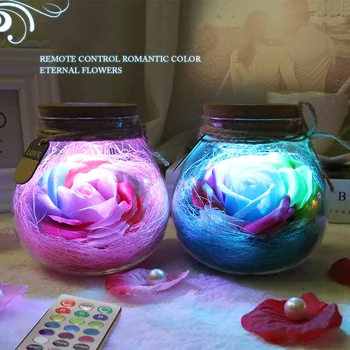 

High LED RGB Rose Lamp Flower Bottle Night Light Remote Control Rose Bulb Lights LG66