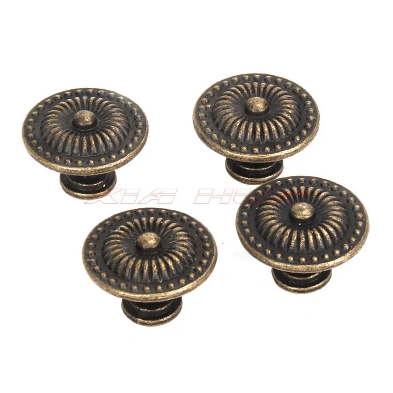 

4pcs Antique Vintage Closet Door Drawer Round Pull Handle Decorative Knob