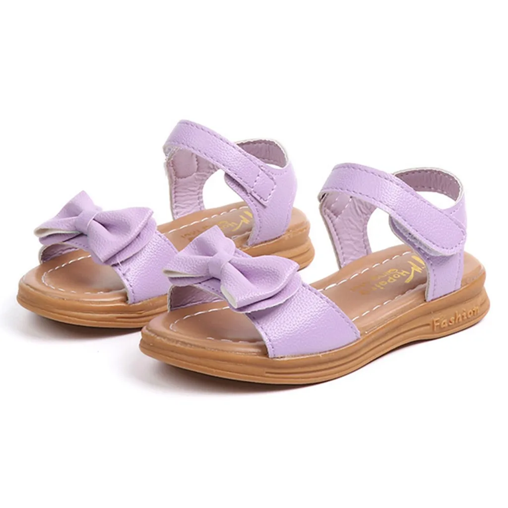 Newest kids sandals Summer Kids Shoes Children Magic Hook Beach Sandals Fashion Bowknot Girls Flat Pricness Shoes Dropshipping