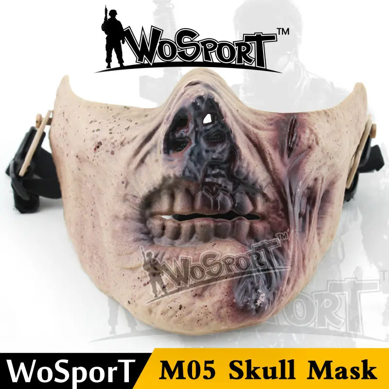 WOSPORT CS Пейнтбол страйкбол Пластик маска половину лица страшное зомбированных DIY