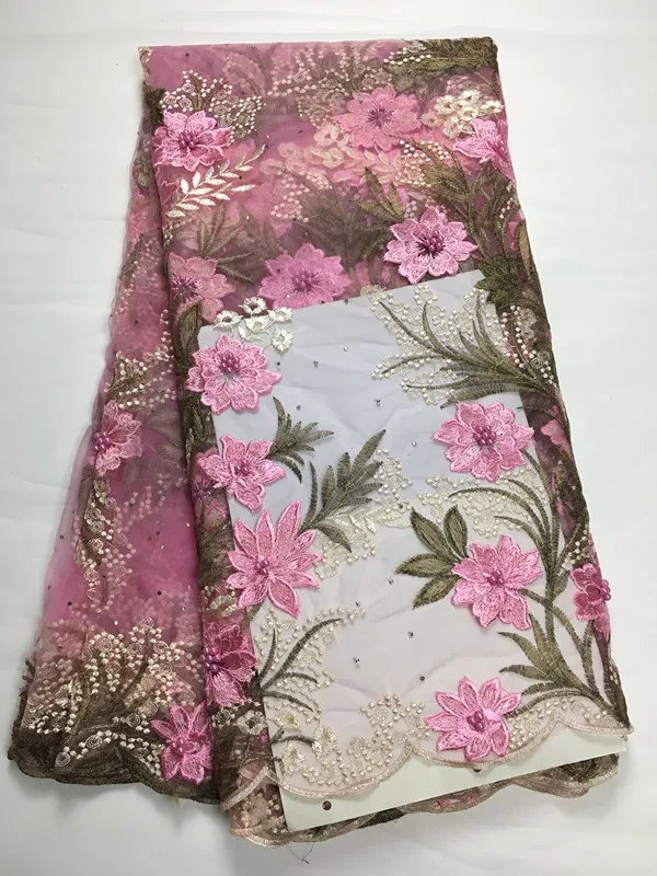 

Favorable Beaded tulle lace french lace African lace fabric high quality unique 5 yards/PC wise choice jsda241