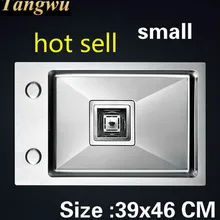 Квартиры маленькая кухонная ручная раковина одинарная мойка мини сделать блюда 304 нержавеющая сталь Горячая 39x46 см