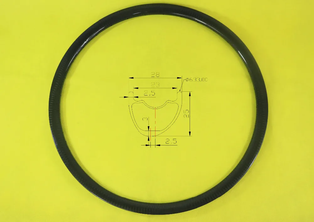 29er XC Асимметричный MTB 28 мм карбоновый обод 25 мм Глубина UD 3 K 12 K саржа Матовая Глянцевая перекрестная бескамерная покрышка Велосипедное колесо