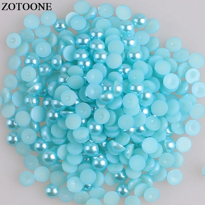 ZOTOONE Flatback Pearl Beads Multicolors ABS Resin Half Round Pearls For Nail Art Applique Strass DIY Nails Rhinestones Crystal
