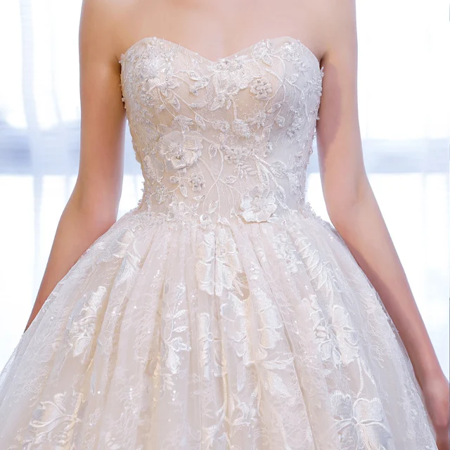 SL-308 2018 Vintage Sweetheart Full Lace Applique Long Wedding Dresses 5