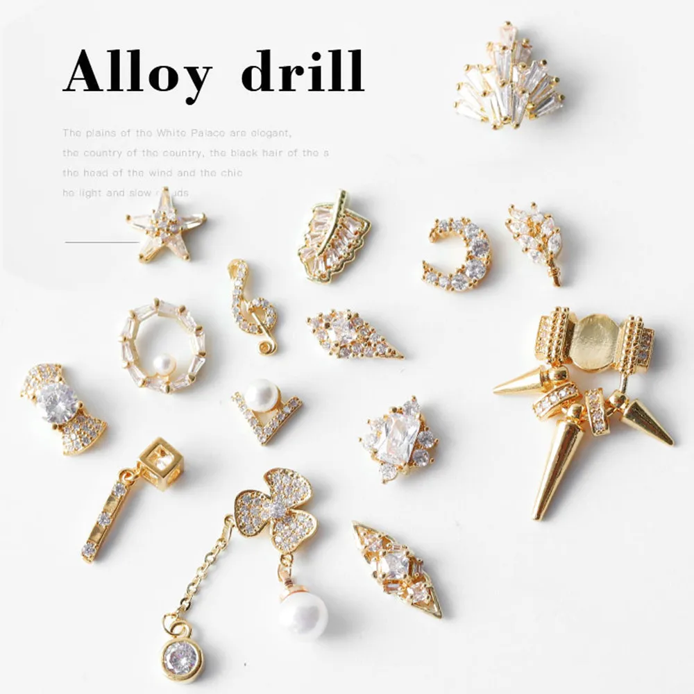 الجملة 24 نمط 1 قطعة DIY سبائك الزركون اللؤلؤ مسمار الفن الديكور الماس حجر الراين الأظافر مجوهرات سحر الأظافر اكسسوارات