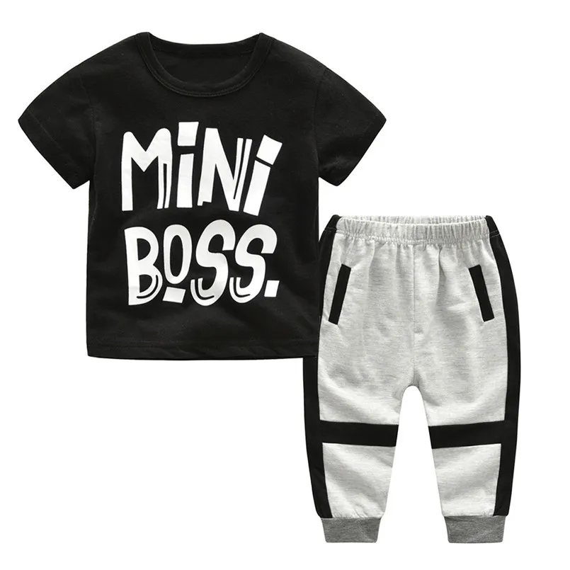 

The new fashion cute design Toddler Kids Baby Boys Letter Print T shirt Tops+Pants Outfits Clothes Set #4A08