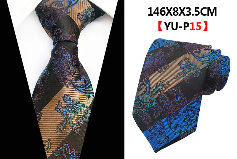 Дизайн Пейсли Плед Жаккард тканые шелковые мужские s галстуки шеи галстук 8 см Полосатый Галстуки для мужчин бизнес галстуки для свадебной вечеринки аксессуары - Цвет: A15