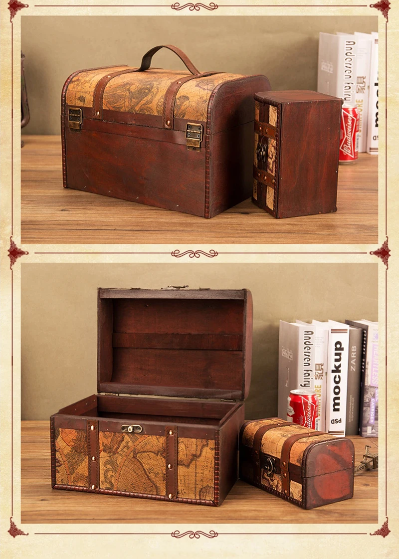 Классическая деревянная коробка ретро креативная коробка для хранения античный деревянный сундук с сокровищами украшения дома украшения подарки